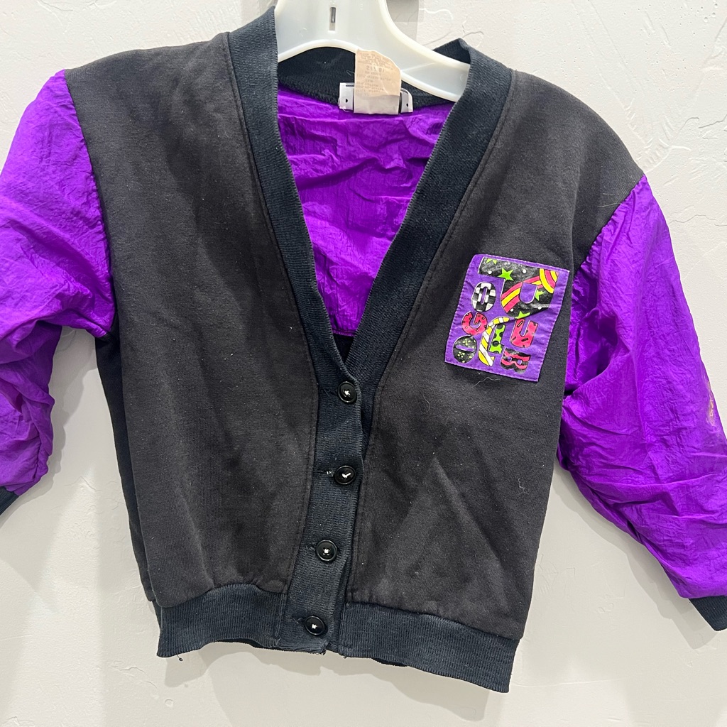 Vintage Pogo Club Kids Small 78 80s Windsuit Sleeves Sweater Cardigan